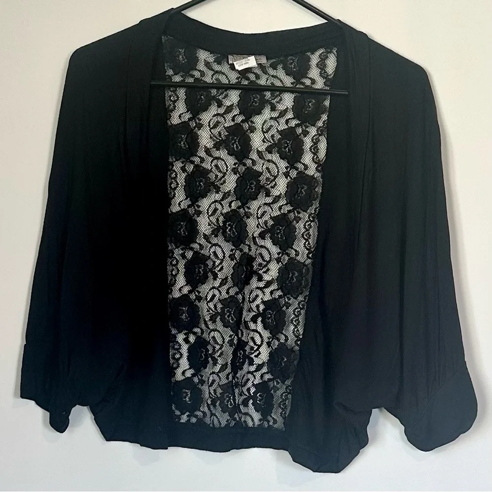 Celine by Champion Up Front Black Lace Back Cardigan